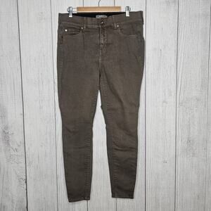 Torrid Bombshell Skinny Jeans Olive Brown Super Soft High Rise, sz 14R